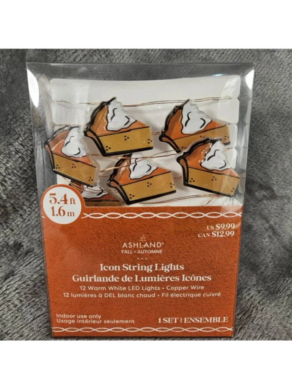 Halloween Orange Pumpkin Pie LED String Lights Lot of 2 Holiday Fall Thanksgivng